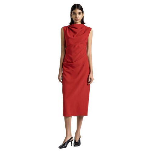 Cue Cherry Crepe Draped Midi Dress